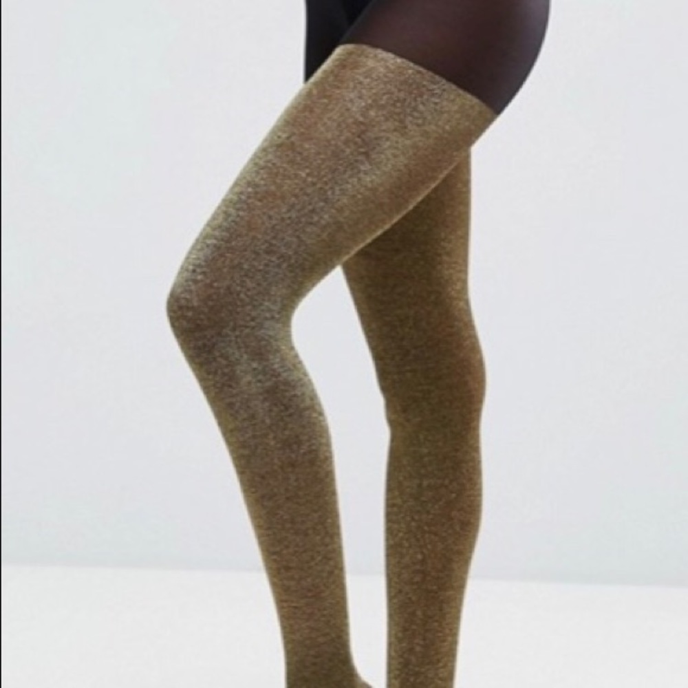 ASOS Gold Metallic Tights NEW Never Used